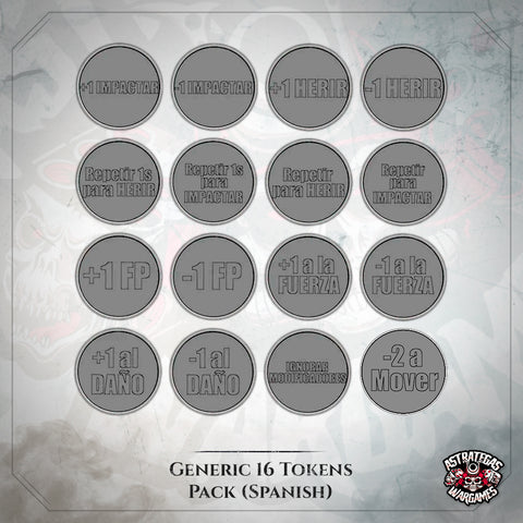 Pack of 16 generic tokens (Spanish)